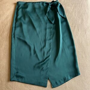 Alex Marie Green Faux Wrap Midi Skirt Size 4